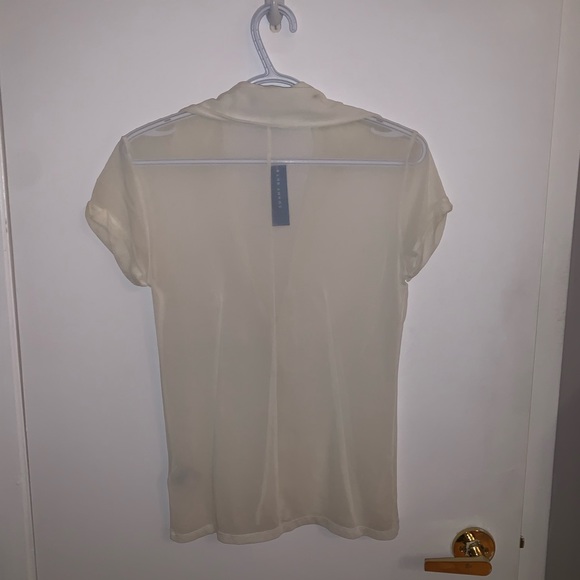 [M]👚SMART SET off-white sheer button up - Picture 5 of 8